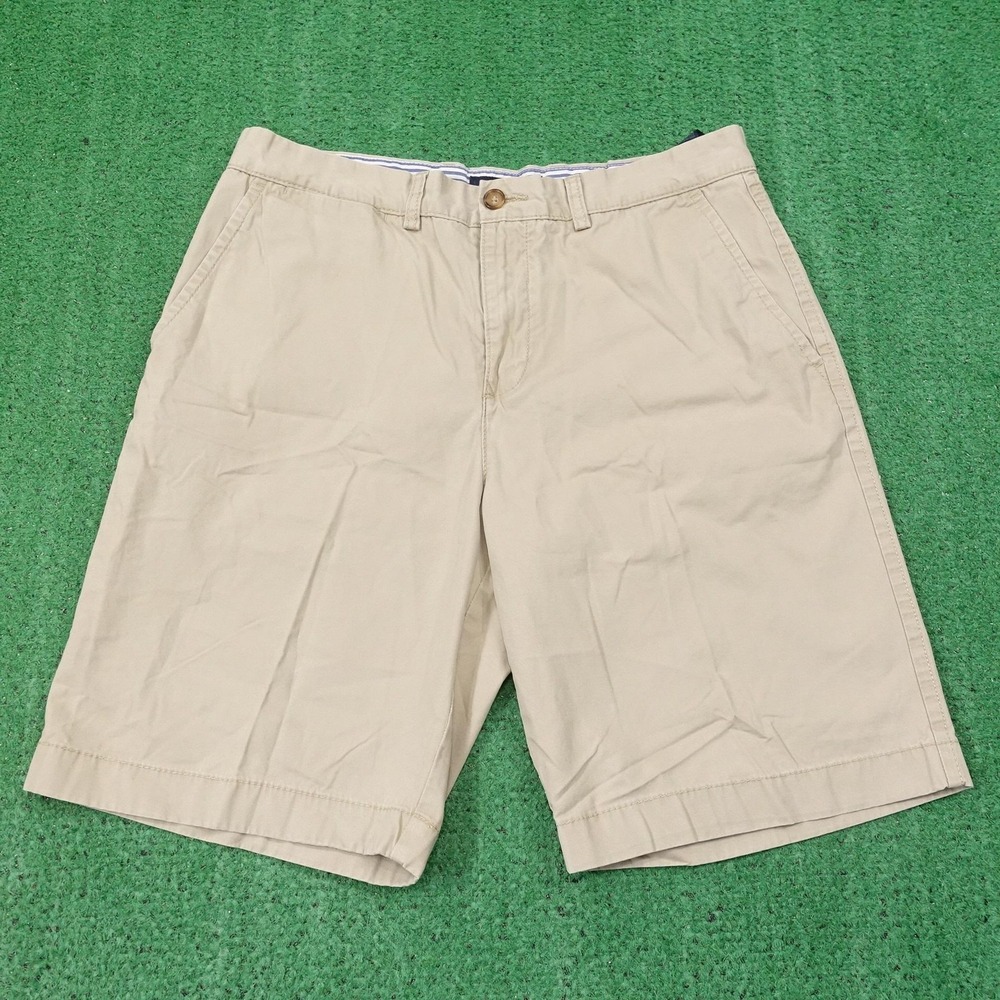 Tommy Hilfiger Shorts Mens 34 Beige Chino Cotton Flat Front 10 Inseam Casual